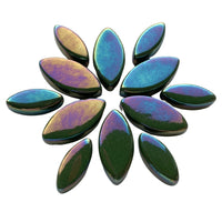 Mosaiksteinen Elipsenform Perle Glas Dunkelgrün