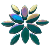 Mosaiksteinen Elipsenform Perle Glas Dunkel Cyan