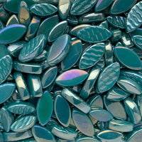 Mosaiksteinen Elipsenform Perle Glas Dunkel Cyan