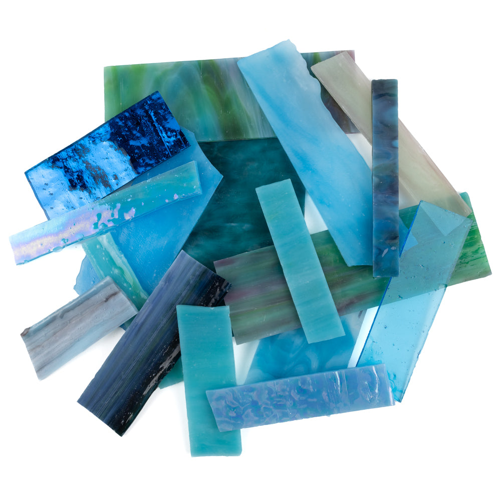 Glasscherben XL Meeresblau Mix