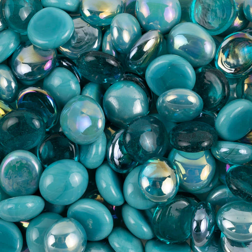 Billes de Verre  16-20 mm Vert Bleu Mix
