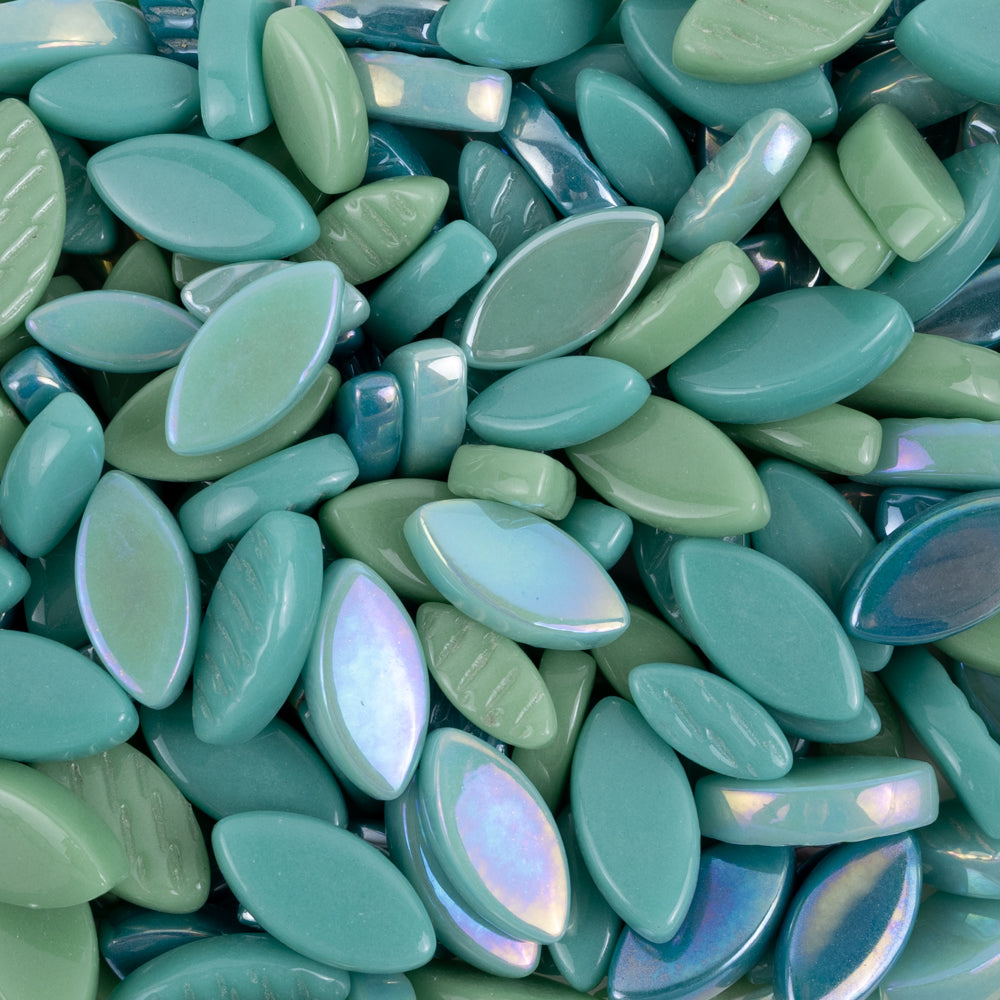 Mosaiksteinen Elipsenform Glas  Cyan-Mix