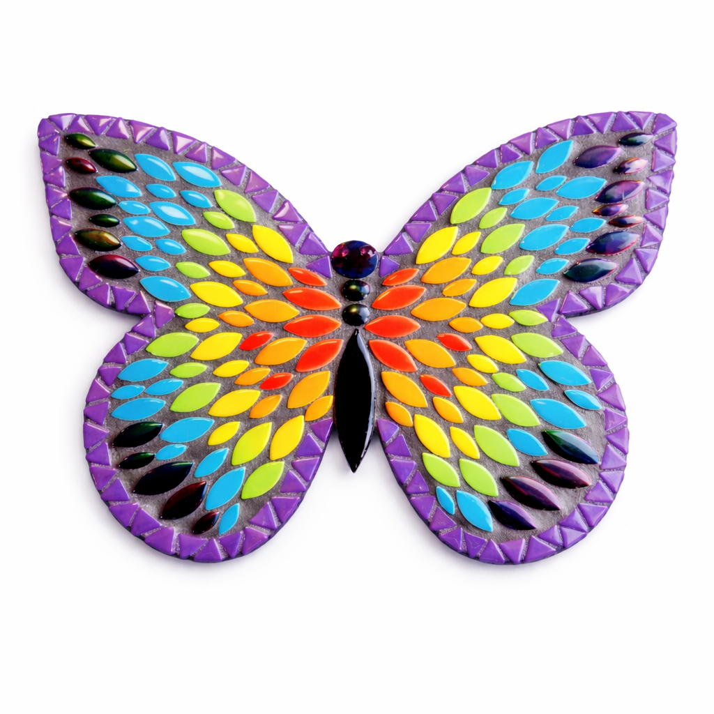 Papillon arc-en-ciel bleu 25 cm
