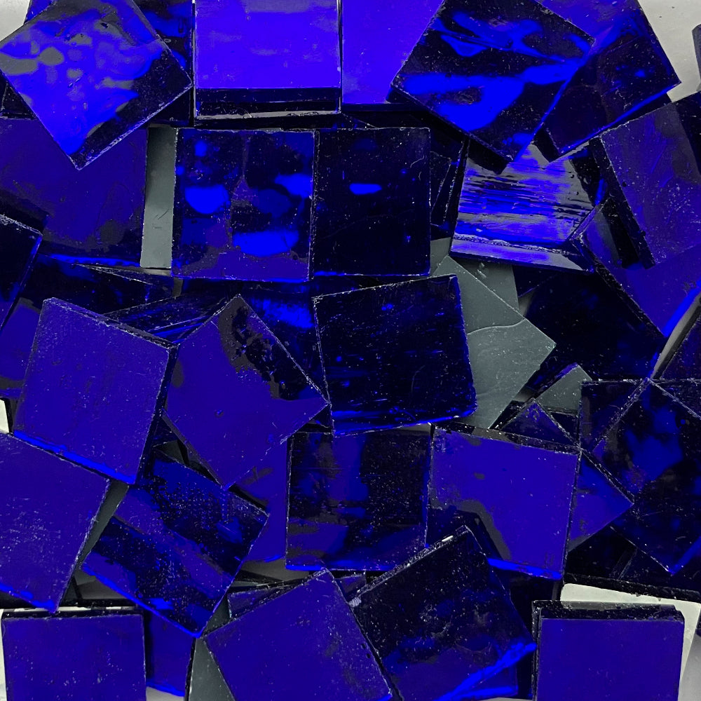 Pâtes de Verre Miroir Colorées 20mm  Bleu Foncé Ondulé