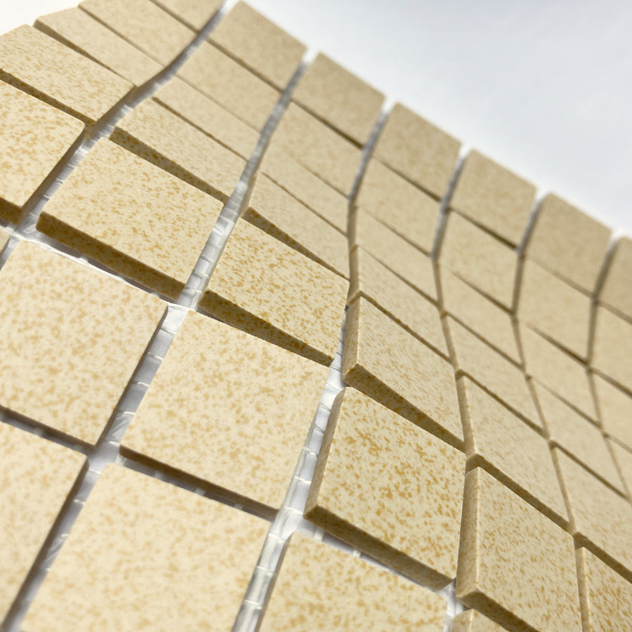 Winckelmans Jaune 202 Mouchetés – carreaux de mosaïque mats de 20x20 mm sur filet