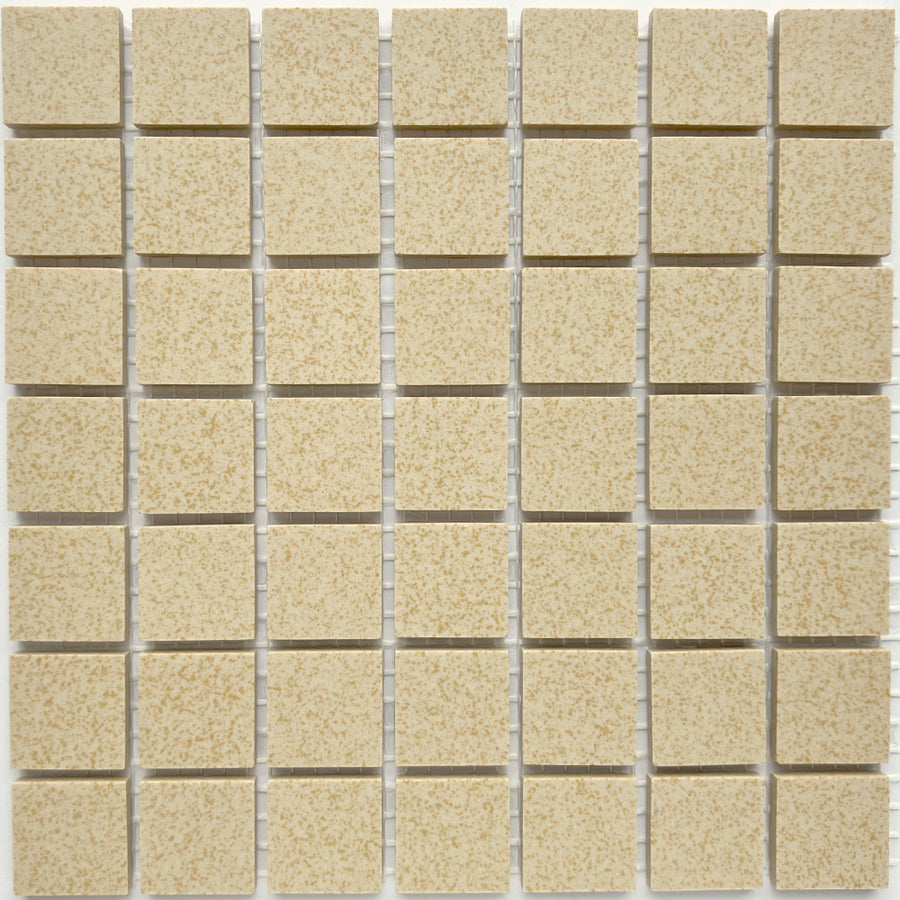 Winckelmans Jaune 202 Mouchetés – carreaux de mosaïque mats de 20x20 mm sur filet