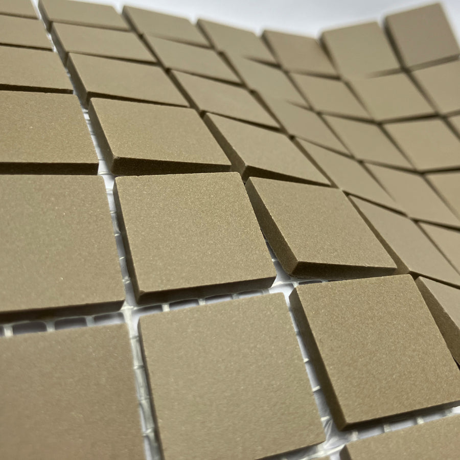 Winckelmans Taupe – carreaux de mosaïque mats de 20x20 mm sur filet