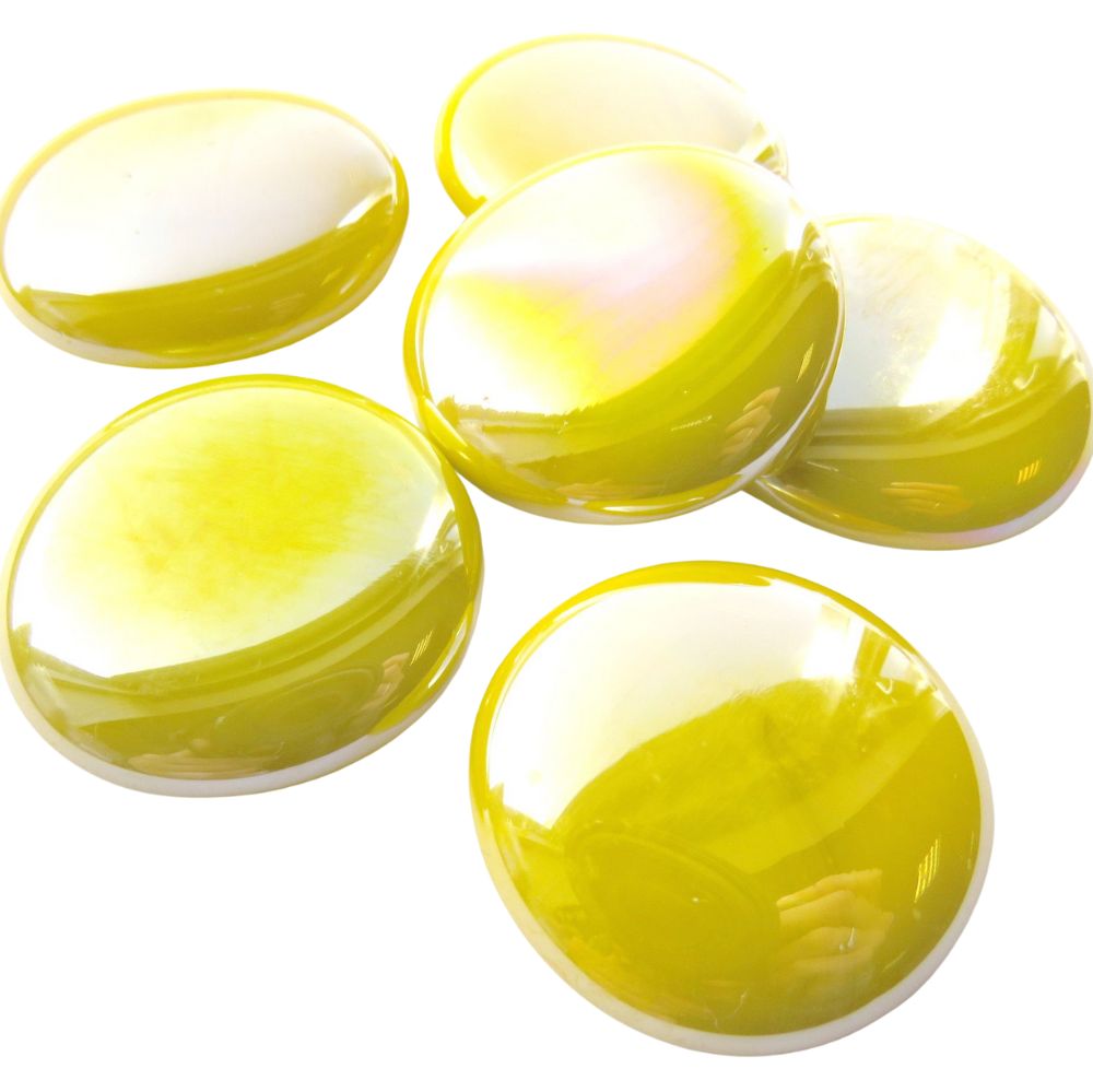 Billes de Verre XL 30-36mm Jaune Irisée
