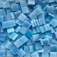 Tesselles de verre Tiffany Glacier de 15 mm en vrac, coloris Bleu Caraïbes