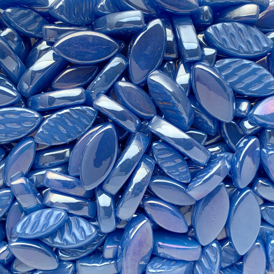 Mosaiksteinen Elipsenform Perle Glas   Blau
