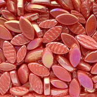 Mosaiksteinen Elipsenform Perle Glas  Orange-Rot