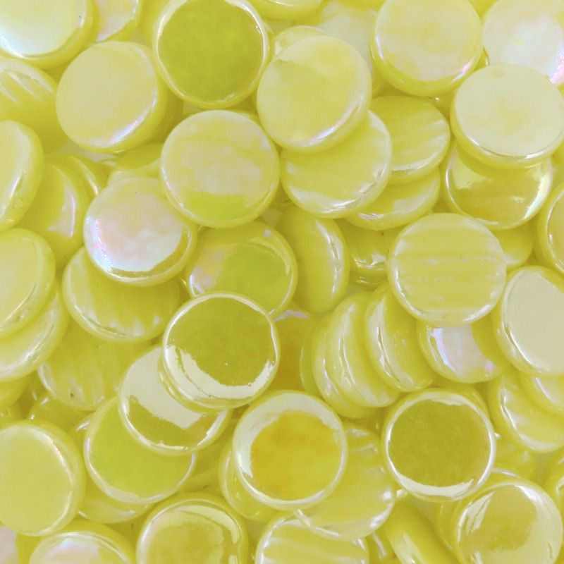 Pastilles De Verre Nacrées 18mm Jaune Acide 