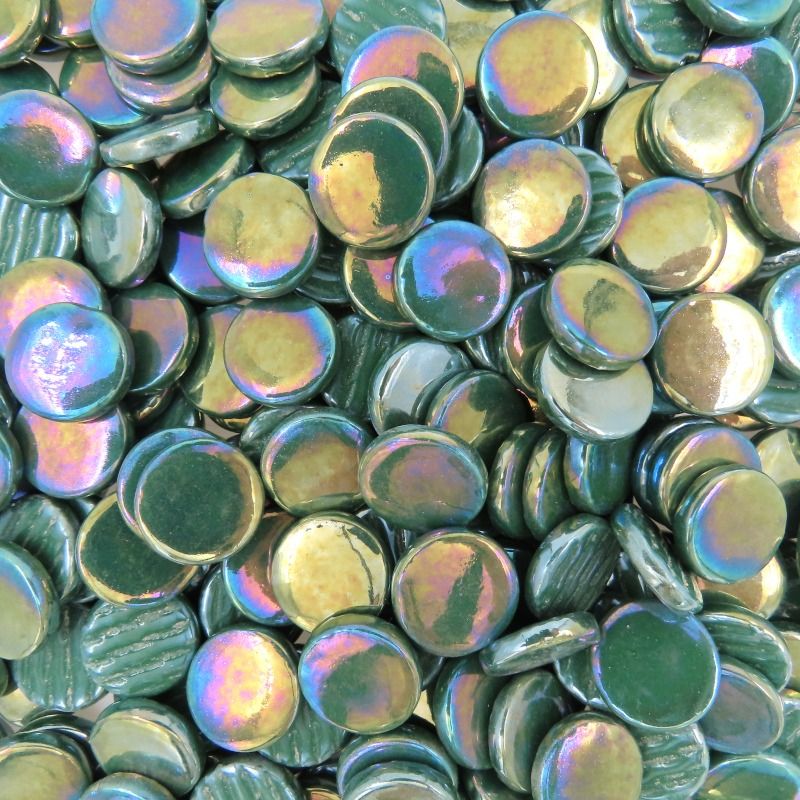 Pastilles De Verre Nacrées 18mm Vert Sapin 