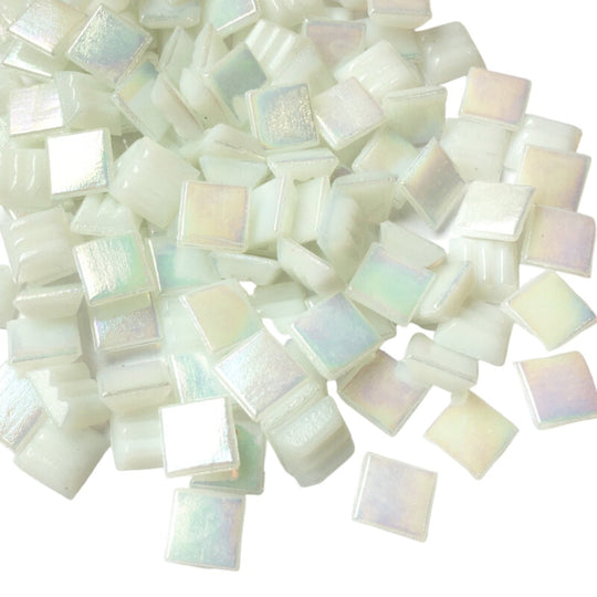 Iridescent Glass Mosaic 10mm  White Diamond