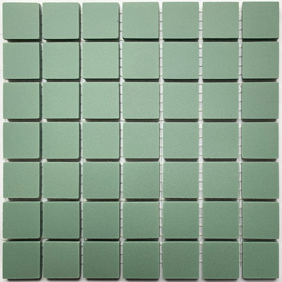 Winckelmans Vert – matt 20x20 mm mosaic tiles on mesh